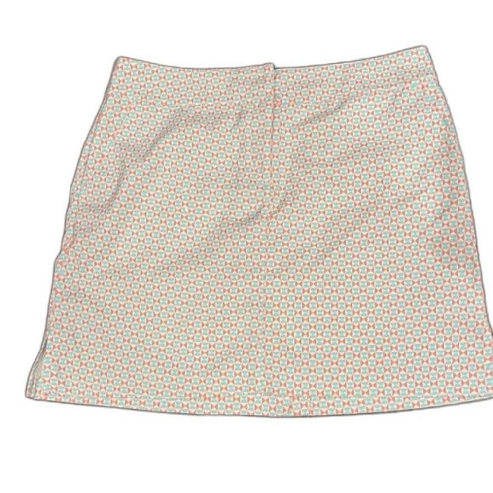 IZOD Golf Skort Women's White Zip Front White Teal Coral Size 8‎